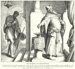 Fariséen och publikanen (gravyr) av Julius (after) Schnorr von Carolsfeld