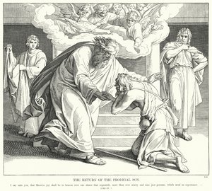 Den förlorade sonens återkomst (gravyr) av Julius (after) Schnorr von Carolsfeld
