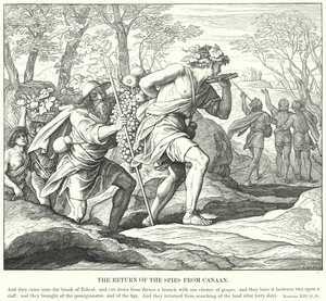 Spionernas återkomst från Kanaan (gravyr) av Julius (after) Schnorr von Carolsfeld