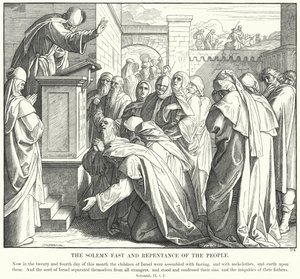 Folkets högtidliga fasta och omvändelse (gravyr) av Julius (after) Schnorr von Carolsfeld