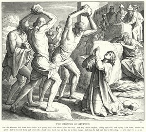 The Stonening of Stephen (gravyr) av Julius (after) Schnorr von Carolsfeld