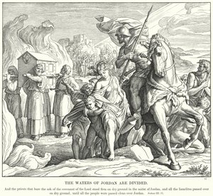 Jordaniens vatten är delat (gravyr) av Julius (after) Schnorr von Carolsfeld