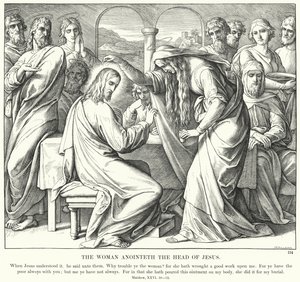 Kvinnan smörjer Jesu huvud (gravyr)