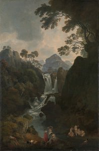 Ett vattenfall med badgäster av Julius Caesar Ibbetson