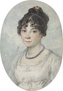 Porträtt av en dam, kallad Bella Ibbetson, konstnärens andra hustru av Julius Caesar Ibbetson