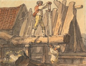 Sågad till plankor av Julius Caesar Ibbetson