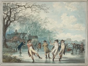 Skridskoåkare på Serpentine i Hyde Park. 1786 av Julius Caesar Ibbetson