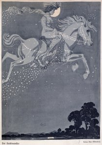 Nattvandraren (färglitografi) av Julius Diez