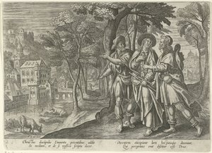 Emmaus pilgrimer Kristi framträdanden efter hans död (serietitel) av Julius Goltzius