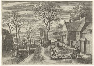 februari Febrvarivs (titel på objekt) De tolv månaderna (serietitel) av Julius Goltzius