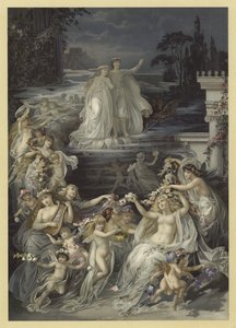 Illustration till en midsommarnattsdröm (chromolitho) av Julius Hoeppner