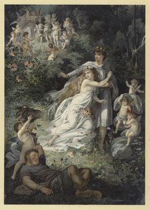 Illustration till en midsommarnattsdröm (chromolitho) av Julius Hoeppner