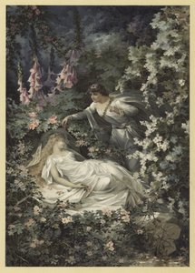 Illustration till en midsommarnattsdröm (chromolitho) av Julius Hoeppner