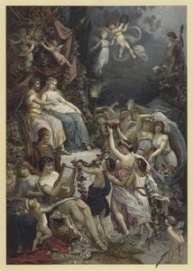 Illustration till en midsommarnattsdröm (chromolitho) av Julius Hoeppner