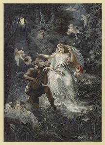 Illustration till en midsommarnattsdröm (chromolitho) av Julius Hoeppner