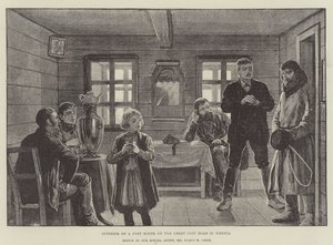 Interiör i ett posthus på den stora postvägen i Sibirien av Julius Mandes Price