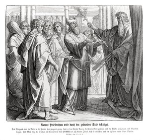 Arons prästadöme är bekräftat, 4 Mosebok av Julius Schnorr von Carolsfeld