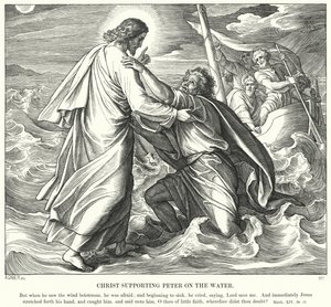 Kristus stödjer Petrus på vattnet av Julius Schnorr von Carolsfeld