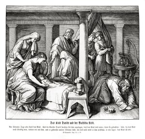 David och Batsebas barn dör, 2 Samuel av Julius Schnorr von Carolsfeld