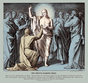 Tvivlar på Thomas, Johannesevangeliet av Julius Schnorr von Carolsfeld