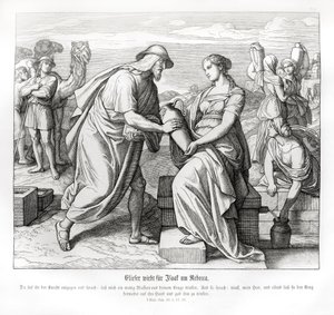 Eliezer och Rebecca vid brunnen, Genesis av Julius Schnorr von Carolsfeld