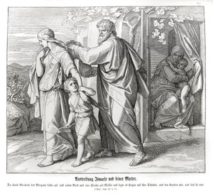 Hagar och Ismael skickas iväg, 1 Mosebok av Julius Schnorr von Carolsfeld
