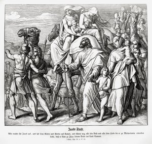 Jakobs flyg till Kanaan, Genesis av Julius Schnorr von Carolsfeld