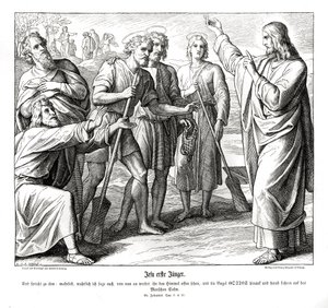 Jesus och Nathaniel, Johannesevangeliet av Julius Schnorr von Carolsfeld