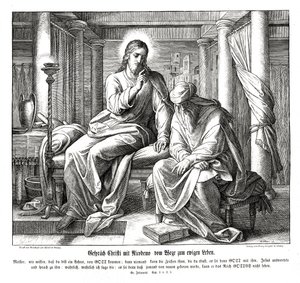 Jesus och Nikodemus, Johannesevangeliet av Julius Schnorr von Carolsfeld