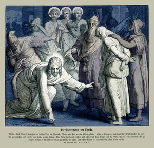 Jesus och den äktenskapliga kvinnan, Johannesevangeliet av Julius Schnorr von Carolsfeld