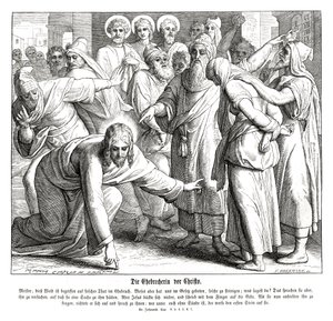 Jesus och den äktenskapliga kvinnan, Johannesevangeliet av Julius Schnorr von Carolsfeld