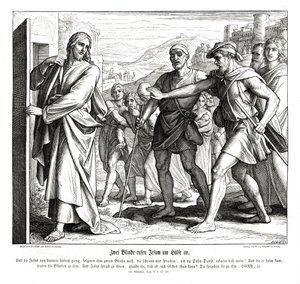 Jesus och de blinda, Matteusevangeliet av Julius Schnorr von Carolsfeld