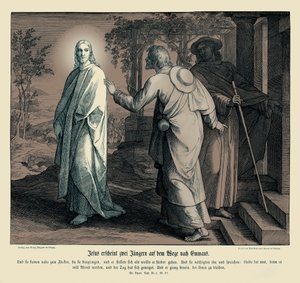 Jesus visar sig för två lärjungar, Lukasevangeliet av Julius Schnorr von Carolsfeld