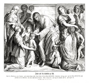 Jesus kallar barnen till sig, Markusevangeliet av Julius Schnorr von Carolsfeld