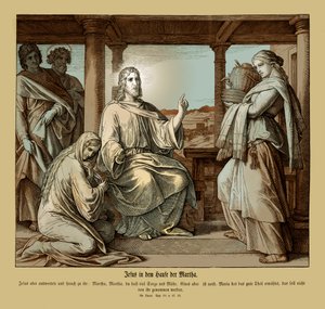 Jesus i Martas hus, Lukasevangeliet av Julius Schnorr von Carolsfeld