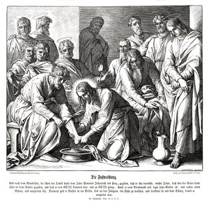 Jesus tvättar sina lärjungars fötter, Johannesevangeliet av Julius Schnorr von Carolsfeld