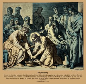 Jesus tvättar sina lärjungars fötter, Johannesevangeliet av Julius Schnorr von Carolsfeld