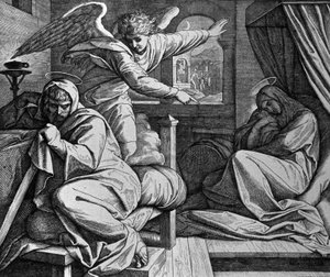 Josef varnas för att fly till Egypten av Julius Schnorr von Carolsfeld