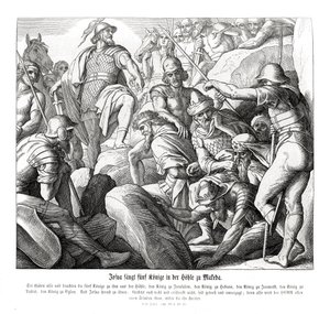 Joshua fångar fem kungar vid Makkeda, Joshua av Julius Schnorr von Carolsfeld