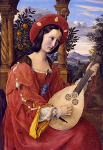 Lutspelerska (fru von Quandt) av Julius Schnorr von Carolsfeld