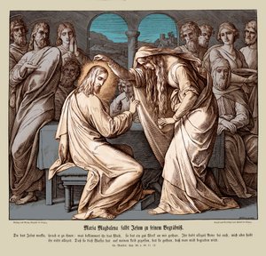 Maria Magdalena smorjer Jesus, Matteusevangeliet av Julius Schnorr von Carolsfeld