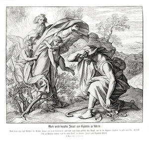 Moses och den brinnande busken, Exodus av Julius Schnorr von Carolsfeld