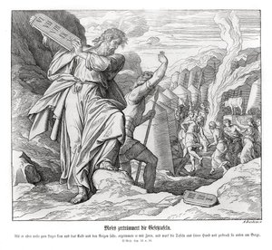 Mose bryter budtavlor, 2 Mos av Julius Schnorr von Carolsfeld