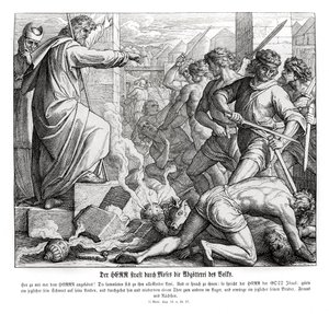 Mose straffar folket för deras avgudadyrkan, Exodus av Julius Schnorr von Carolsfeld