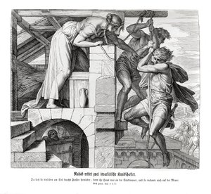 Rahab räddar två israelitiska män, Josua av Julius Schnorr von Carolsfeld