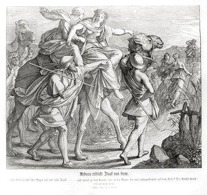Rebecca ser Isak på långt håll, Första Mosebok av Julius Schnorr von Carolsfeld