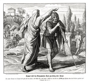 Samuel smörjer Saul till Israels kung av Julius Schnorr von Carolsfeld
