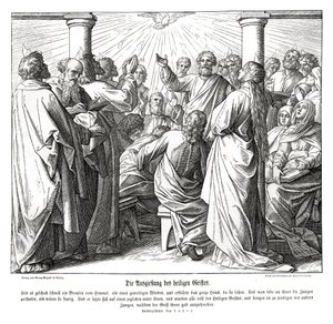 Apostlarna är fyllda av den helige Ande, Apg av Julius Schnorr von Carolsfeld