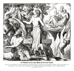 Den rike mannen och tiggaren Lasarus, Lukasevangeliet av Julius Schnorr von Carolsfeld