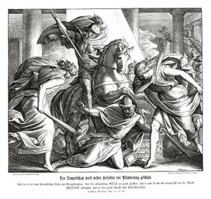 Tempelskattkammaren är skyddad, 2 makkabeer av Julius Schnorr von Carolsfeld